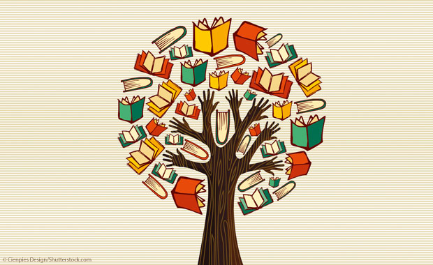 Illustration: Baum aus Büchern