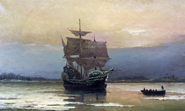 Gemälde: Mayflower auf See