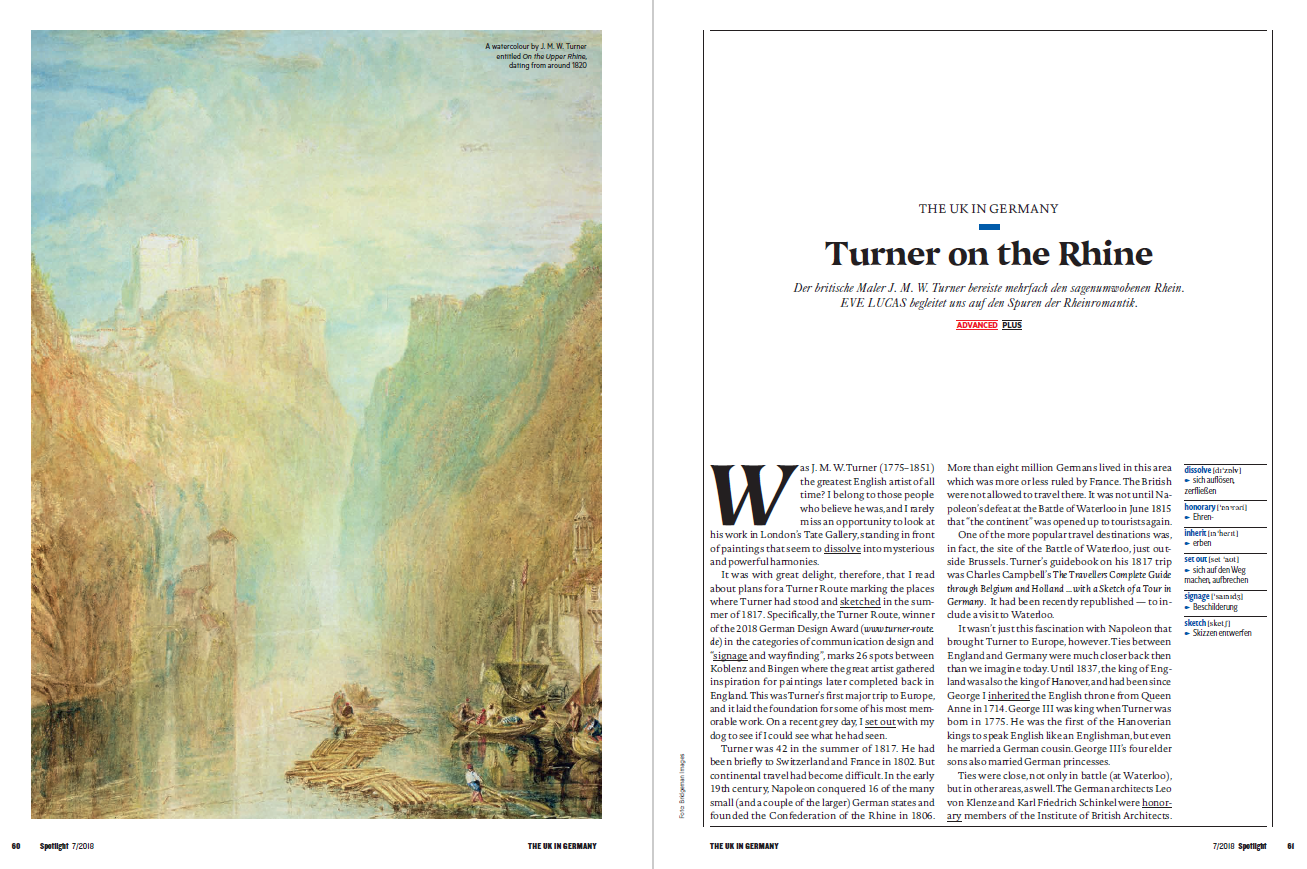 Doppelseite aus Spotlight: Turner on the Rhine