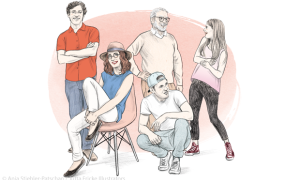 Illustration: fünfköpfige Familie