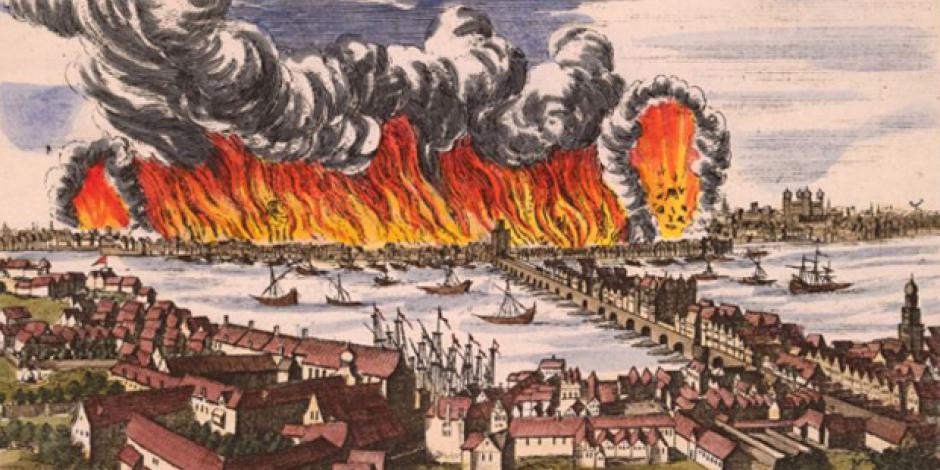 Brand von London 1666/Radierung von Jan Luyken (1649-1712).