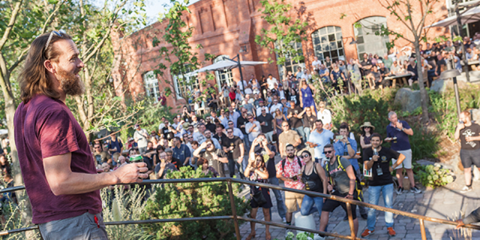 American entrepreneur Greg Koch at  the opening of Stone Brewing in Berlin