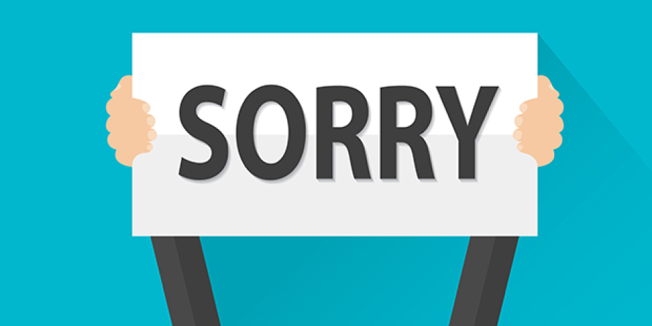 Illustration: Schild mit der Aufschrift "sorry"