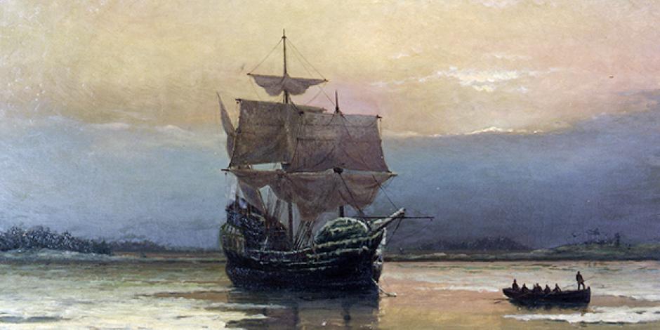 Gemälde: Mayflower auf See