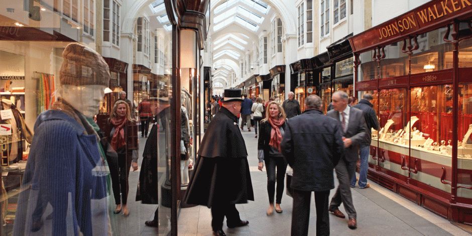 People shopping in Burlington Arcade