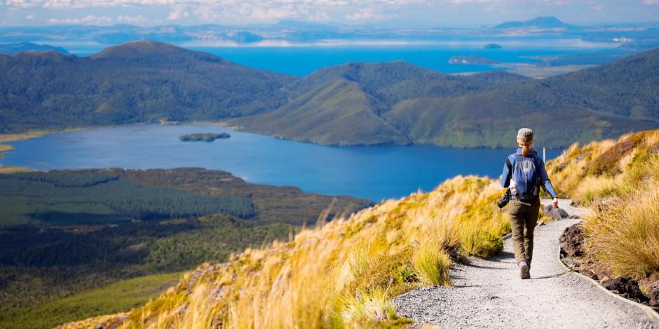 woman hiking in New Zealand