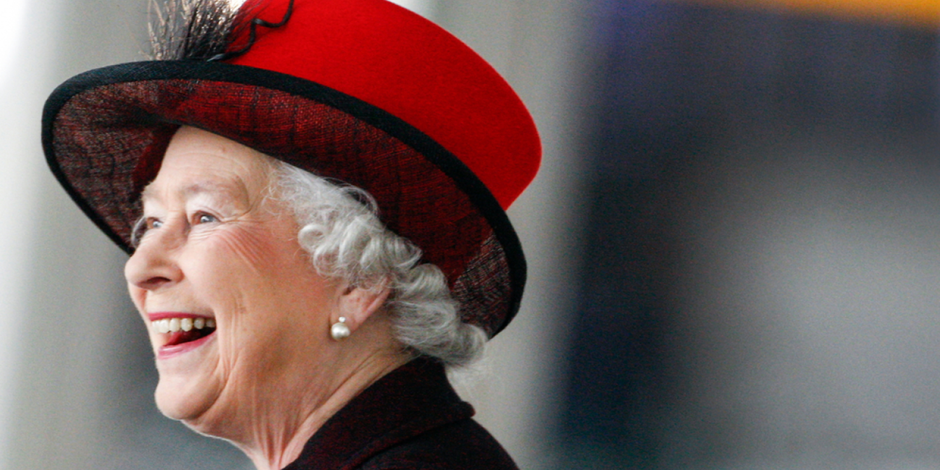 lachende Queen Elizabeth II