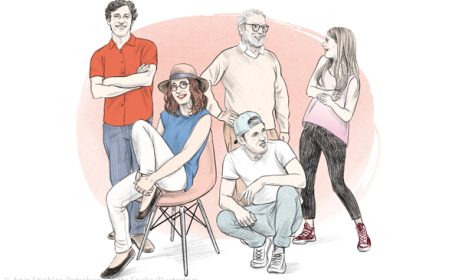 Illustration: fünfköpfige Familie