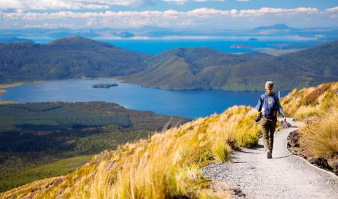 woman hiking in New Zealand