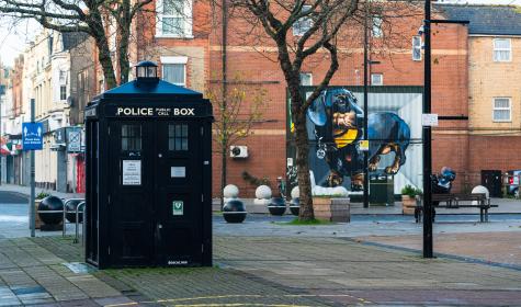 An old police box (famously used as Doctor Who’s Tardis) in Boscombe, Bournemouth