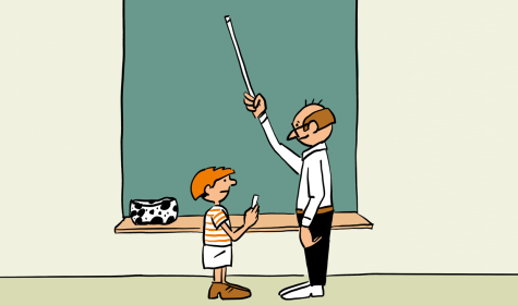 Lehrer und Schüler an der Tafel